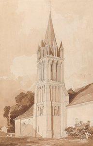 Kaakkoisnäkymä Ifsin kirkolle, lähellä Caenia, Normandia tekijältä John Sell Cotman