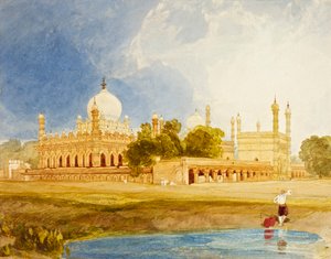 Hyder Ali Khanin palatsi, Rajah of Mysore, n. 1825 (wc ja kynä kortilla) tekijältä John Sell Cotman