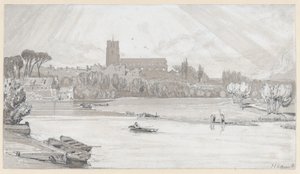 Becclesin kaupunki sillalta nähtynä, Suffolk tekijältä John Sell Cotman