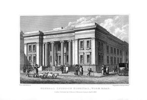 General Lying-in Hospital, York Road, Lambeth, Lontoo, 1830.