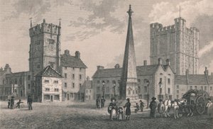 Market Place Richmond, Trinity Church and Keep of Richmond Castle, 1831