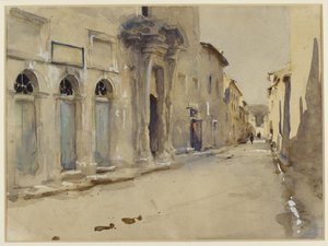 Katu Espanjassa (akvarelli grafiitin päällä ja vartaloväriä) tekijältä John Singer Sargent