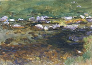 Puro ja niitty, noin 1907 (wc, guassi ja grafiitti valkoiselle paperiarkille). tekijältä John Singer Sargent