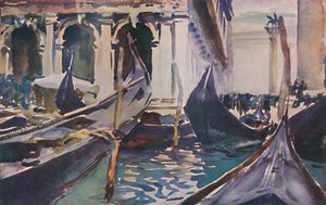 Piazzettan gondolit, c1904, 1925. tekijältä John Singer Sargent