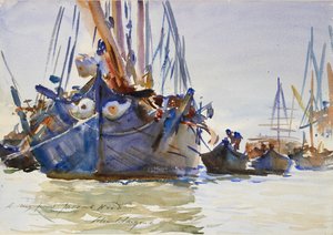 Italian purjealukset ankkurissa, c1904-1907 tekijältä John Singer Sargent