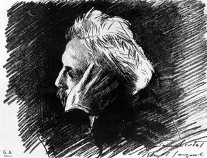 Gabriel Faurén (1845 - 1924), ranskalaisen säveltäjän muotokuva. Charcoal hänen ystävänsä John Singer Sargent (1898). tekijältä John Singer Sargent