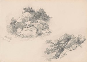 Rocks and Brush, Hintersee, Saksa, 1871 (grafiitti wover-paperille) tekijältä John Singer Sargent