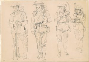 Tutkimuksia "sotaan astumiseen" [recto] tekijältä John Singer Sargent