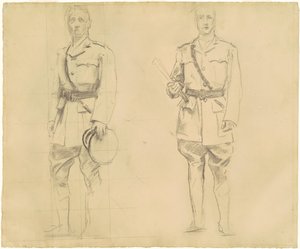Kenraalien Plumerin ja Haigin tutkimukset ensimmäisen maailmansodan kenraaleille [recto], 1920-1922. tekijältä John Singer Sargent
