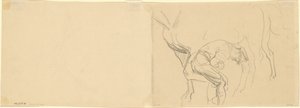 Tutkimus Golgatan hevosten kengittämisestä edessä [verso], 1918. tekijältä John Singer Sargent