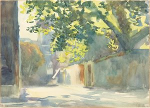 Auringon valaisema seinä puun alla, n. 1913. tekijältä John Singer Sargent
