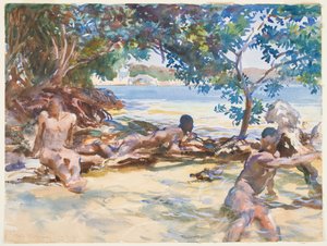 The Bathers (wc ja guassi grafiitin päällä paperilla) tekijältä John Singer Sargent