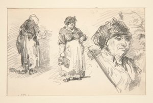 Kaksi seisovaa hahmoa ja yksi pää tekijältä John Singer Sargent