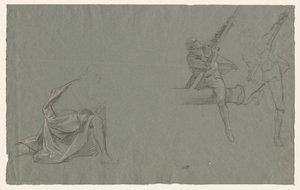 Drapery Study, Kaksi hahmoa vetää napaa, 1785-86. tekijältä John Singleton Copley