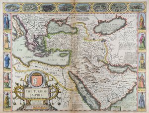 Turkin valtakunta, teoksesta "A Prospect of the Most Famous Parts of the World", painanut John Dawson George Humblelle, 1627 (käsinvärinen kaiverrus)