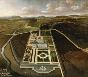 South Prospect of Hampton Court, Herefordshire, n. 1705 tekijältä John Stevens