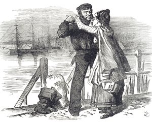Merimiehen kunnianosoitus Samuel Plimsollille (1824-1898), englantilaiselle poliitikolle ja yhteiskunnan uudistajalle, hänen työstään työskennellessään Derbyn kansanedustajana kauppa-alusten lastausta ja merikelpoisuutta säätelevän lainsäädännön saattamise tekijältä John Tenniel