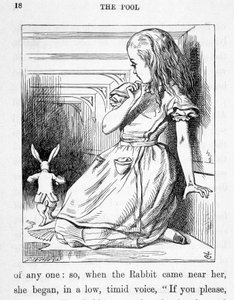 Alice et le rabbit - Lewis Carrollin teoksessa "Liisan seikkailut Ihmemaassa ja lasin läpi" John Tenniel (1820-1914) tekijältä John Tenniel