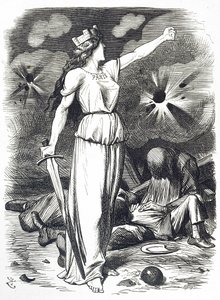 Sarjakuva kommentoi Pariisin piiritystä, joka tapahtui Ranskan ja Preussin sodan aikana tekijältä John Tenniel