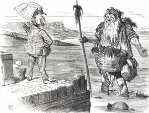 Sarjakuva kommentoi Thames-joen saastumista Lontoossa tekijältä John Tenniel