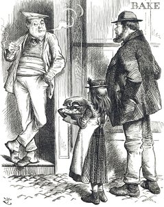 Sarjakuva kommentoi rajoitettuja ruoanlaittomahdollisuuksia köyhissä kodeissa, joissa ei usein ollut uunia tekijältä John Tenniel