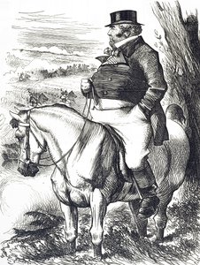 Sarjakuva, joka kuvaa John Bullia katsomassa syksyn liikkeitä tekijältä John Tenniel
