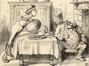 Isä William, joka on syönyt hanhen, Lewis Carrollin teoksesta "Liisan seikkailut ihmemaassa", julkaistu 1891 (litho) tekijältä John Tenniel