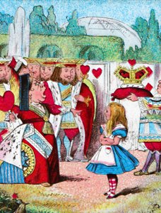 Pois päällään! Alice ja hänen punainen kuningattarensa, vuodelta 1910 tekijältä John Tenniel