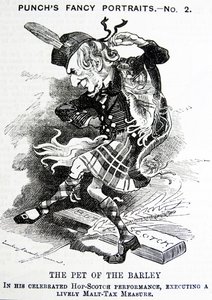 William Ewart Gladstonea kuvaava poliittinen satiiri tekijältä John Tenniel