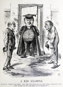 Poliittinen satiiri, jossa esitetään William Ewart Gladstone ja Benjamin Disraeli tekijältä John Tenniel