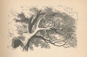 Cheshiren kissa alkaa haalistua, ja hänen hymynsä on viimeinen, 1889 tekijältä John Tenniel
