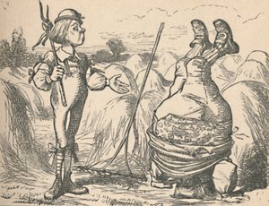 Nuori puhuu tälle isälle, joka seisoo käsillä, 1889 tekijältä John Tenniel