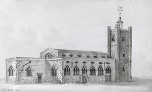 Vanha St Gilesin kirkko, n.1718 (kaiverrus) tekijältä John Thomas (after) Smith