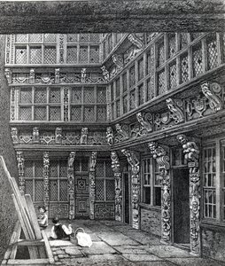 Upea kartano, joka seisoi äskettäin Hart Streetillä, Crutched Friars, julkaistu Smithin julkaisussa "Ancient Topography of London", 1815 tekijältä John Thomas Smith