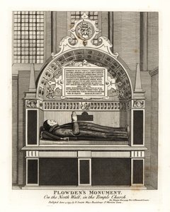 Edmund Plowdenin muistomerkki temppelikirkon pohjoisseinällä tekijältä John Thomas Smith