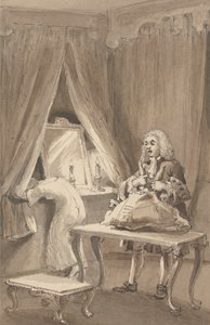 Hogarth sen jälkeen kun hänen vaimonsa oli pukenut ylleen uuden yöpaidan, sitoo Sir James Thornhillille lähetettävät tavaransa kirjeellä, jossa hän kertoi hänelle: "Hän vei tyttärensä ilman housuja hänen luokseen - e tekijältä John Thomas Smith
