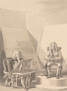 Hogarth tekee muotokuvan H. Fieldingistä kirjakauppiaalle Garrickin piirteistä. Hän lainasi yhden kirjailijan peruukista erityistä tarkoitusta varten, jotta hänestä ei olisi aitoa muotokuvaa tekijältä John Thomas Smith