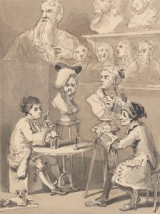 Hogarth istuu Roubiliacille hänen rintakuvaansa varten tekijältä John Thomas Smith