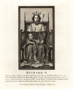 Englannin kuningas Richard II, alkuperäisestä kuvasta, joka roikkui Pyhän Pietarin Westminsterin kuorossa tekijältä John Thomas Smith