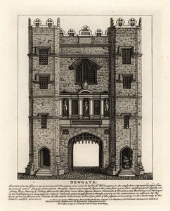Newgate, rakennettiin uudelleen vuonna 1672 Lontoon palon jälkeen, ja siinä on kolme hahmoa Justice, Fortitude ja Prudence Lontoon pormestarin Richard Wittingtonin rakentamasta entisestä portista tekijältä John Thomas Smith