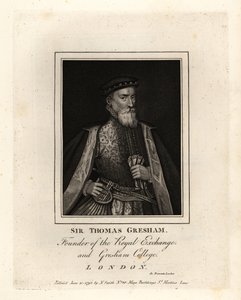 Sir Thomas Gresham, englantilainen kauppias ja rahoittaja, Royal Exchangen ja Gresham Collegen perustaja tekijältä John Thomas Smith