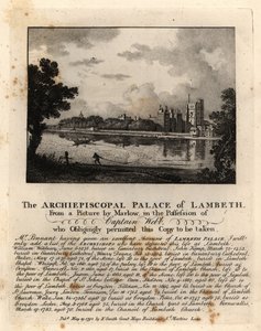 Näkymä Lontoon Lambeth Palacelle tekijältä John Thomas Smith