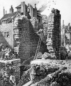 Ludgate Hillin läheltä vuonna 1792 löydetyn kellotornin sisäpuolinen näkymä. tekijältä John Thomas after Smith