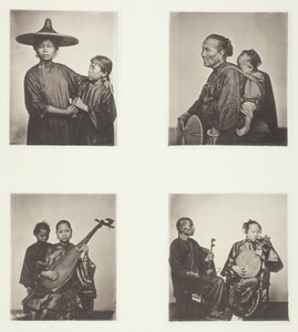 Boat Girls, Kantonin venenainen ja lapsi, muusikot, muusikot, c. 1868. tekijältä John Thomson