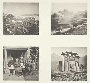 Osa Foochowin ulkomaalaista asutusta, Terracing Hills, Foochow Field Women, A Memorial Arch, n. 1868. tekijältä John Thomson