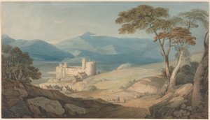 Harlechin linna ja Snowdon tekijältä John Varley