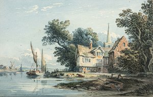 Thamesilla Chiswickin lähellä (akvarelli) tekijältä John Varley