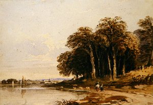 Jokimaisema (akvarelli) tekijältä John Varley
