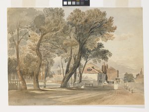 Sketch From Nature On The Thames (Chelsea) (akvarelli lyijykynällä valkoisella paperilla) tekijältä John Varley