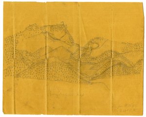 Lyijykynäkuva Cumberland Gapista, n. 1862-1865 tekijältä John W. Hopte